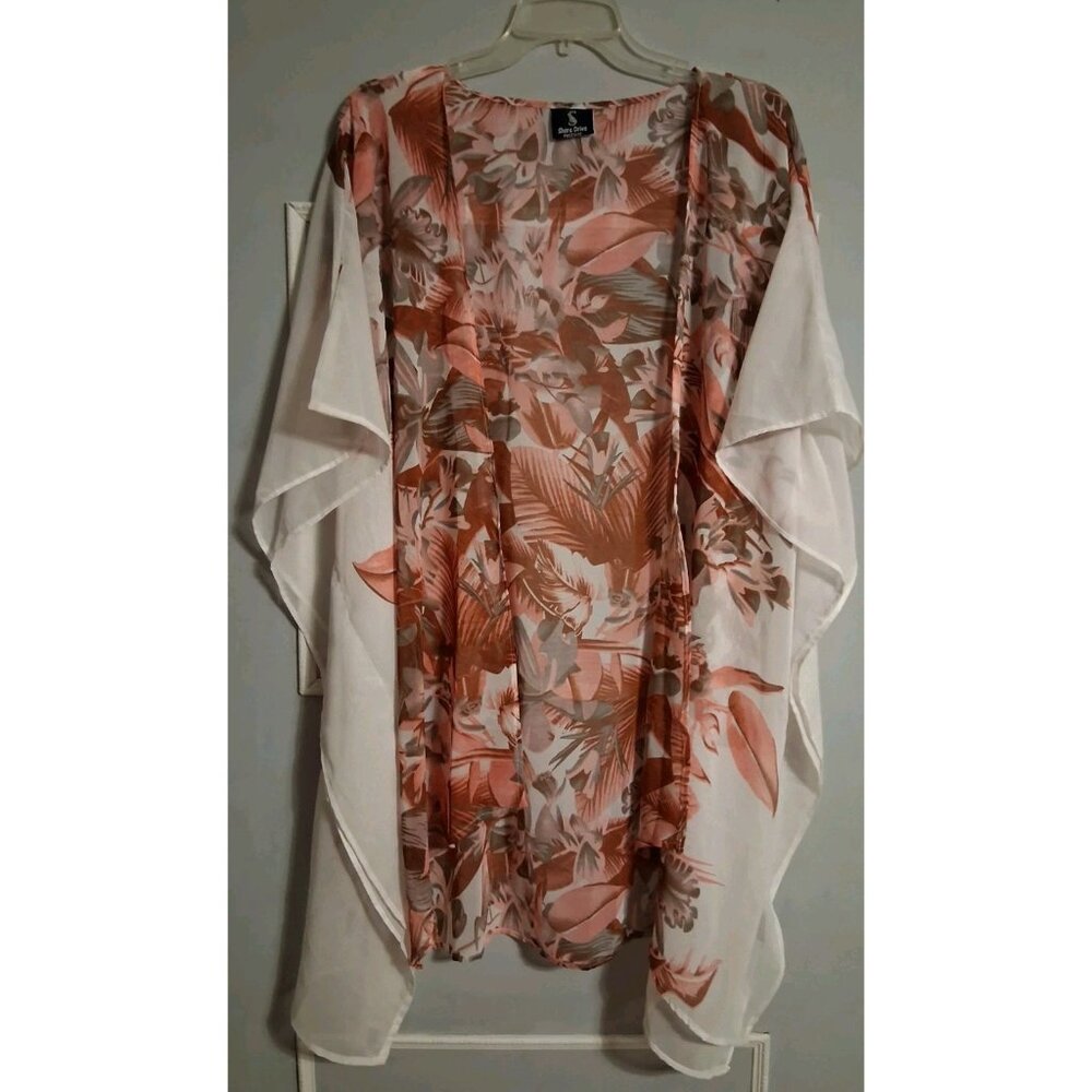 Shore Drive Swimsuit Cover Up or Sheer Top w/Open Front Shaw One Size Beach